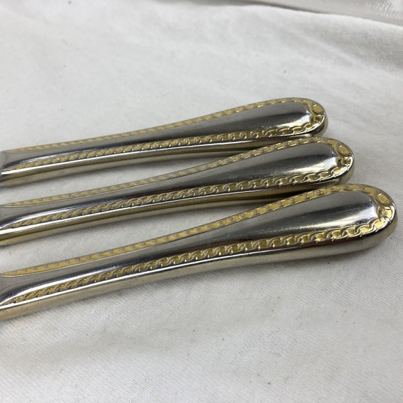 3 Retroneu GOLD ACCENT Chain 9 1/2” Dinner Knife 18/8 Korea Stainless Pre owned - Picture 5 of 6